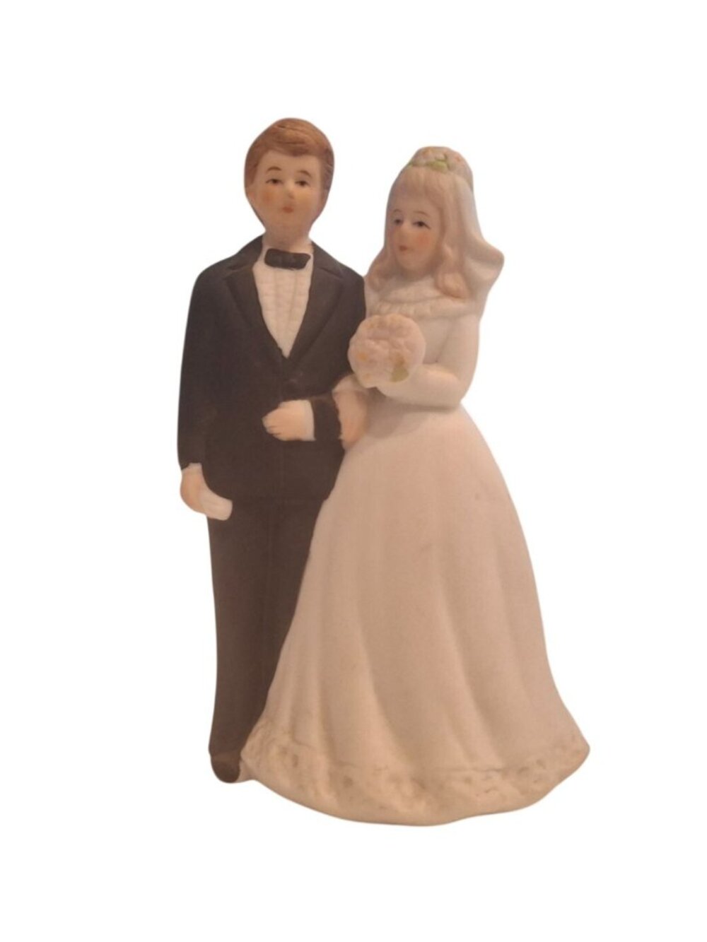Vintage 1983 Lefton Bride Groom Wedding Cake Topper 040396 Porcelain Romantic